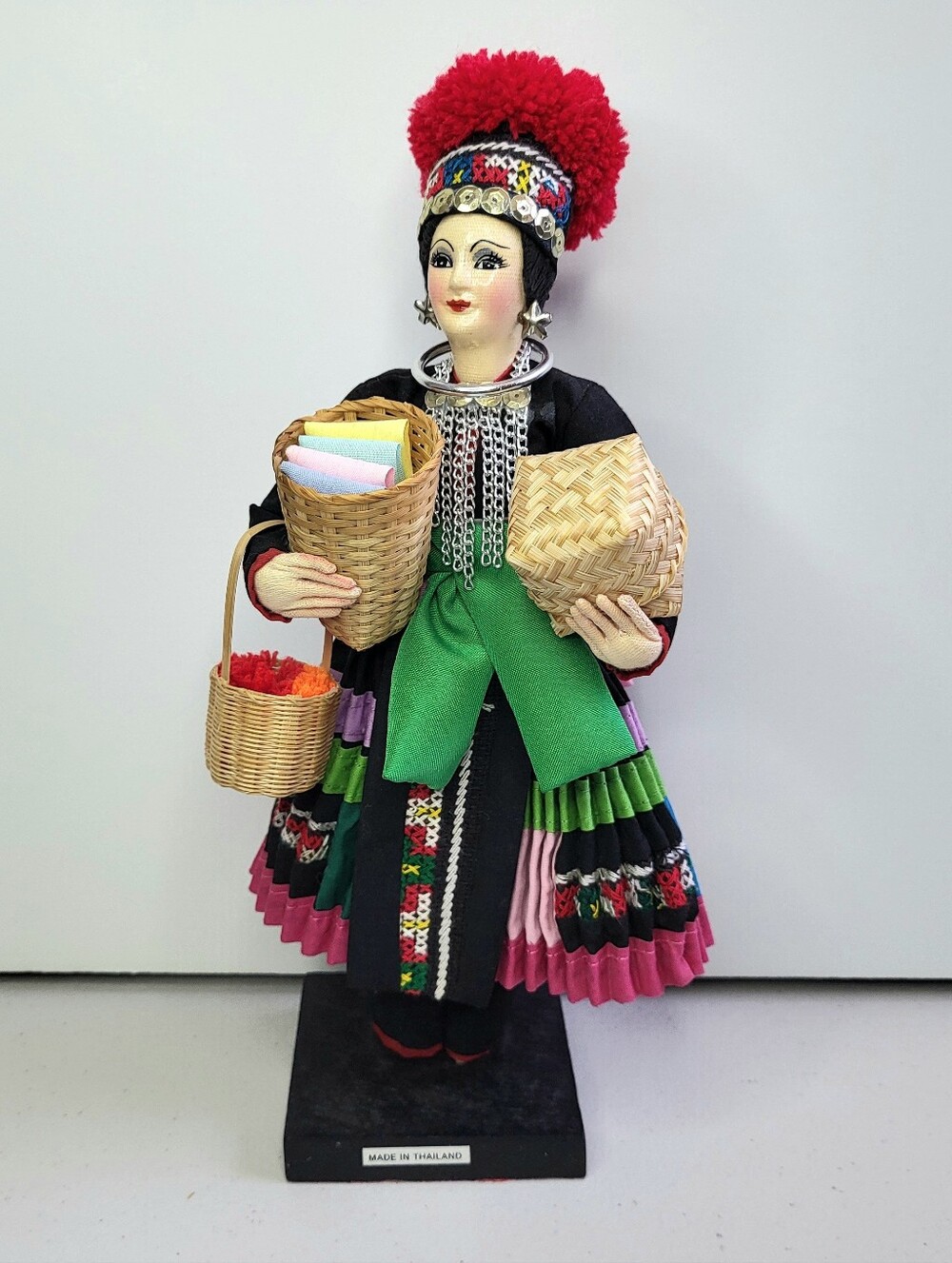 Vintage Thai Hill Tribe Doll. Handmade. Traditional Folk Art. Appx 10.5".